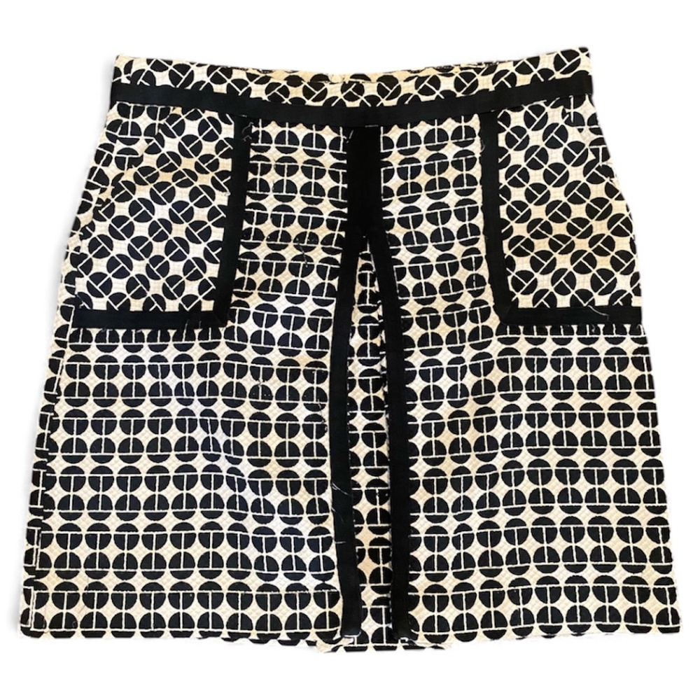 Trina Turk Lined Mini Skirt, Black and White, Size 10
